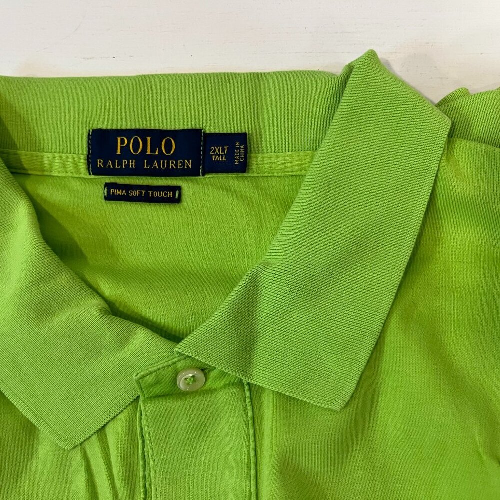 Polo Ralph Lauren Men's Lime Green Pima Soft Touch Polo Shirt - Men's 2XLT - Picture 5 of 5
